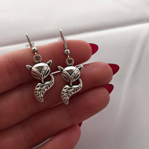 Silver Fox Tail Earrings Hypoallergenic Hooks!